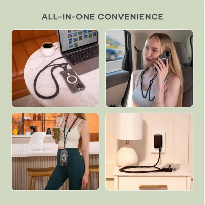 Зарядный кабель/ремень через плечо Satechi OntheGo Crossbody Lanyard Cable 60W 1.5 м (ST-LOTGLK) Black