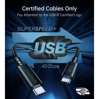 Кабель Choetech USB C 4.0 PD 100 Вт, 8К, 40 Гбит/с, 0.8 м (XCC-1028) XCC-1028-BK, черный