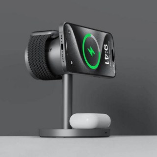 Беспроводное зарядное устройство Aukey 3 в 1 Cooler Qi2 25W (AMC-LC-MC311A) серый