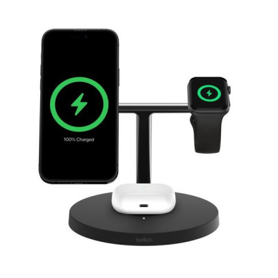 Беспроводное зарядное устройство Belkin BoostCharge Pro 3-in-1 Wireless Charging Stand Qi2 15 Вт (WIZ032kqBK)