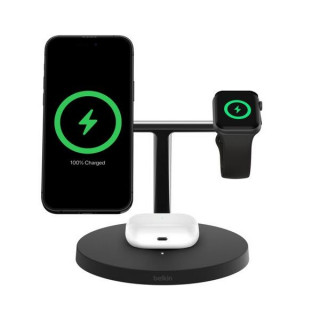 Беспроводное зарядное устройство Belkin BoostCharge Pro 3-in-1 Wireless Charging Stand Qi2 15 Вт (WIZ032kqBK)