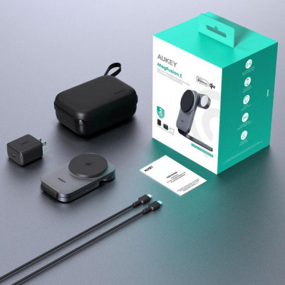 Беспроводное зарядное устройство Aukey 3 в 1 travel Qi2 25W (AMC-LC-MC312) серый