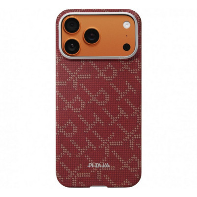 Чехол Pitaka Monogram Edge (Ultra-Slim) Case для iPhone 17 Pro 6.3" (KI1702PTK) Red/Gold