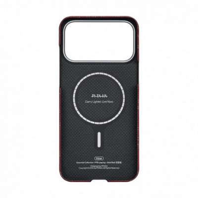 Чехол Pitaka Monogram Edge (Ultra-Slim) Case для iPhone 17 Pro 6.3" (KI1702PTK) Red/Gold