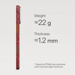 Чехол Pitaka Monogram Edge (Ultra-Slim) Case для iPhone 17 Pro 6.3" (KI1702PTK) Red/Gold