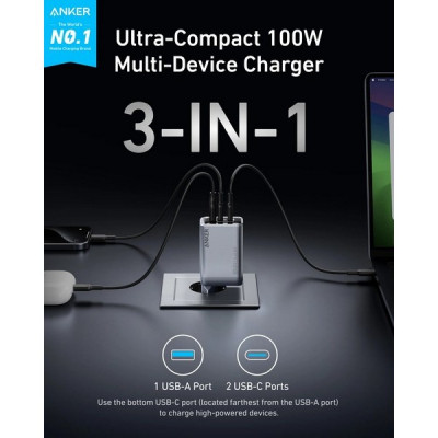 Сетевое зарядное устройство Anker Prime Charger 100W 3 Ports GaN (A2688341)