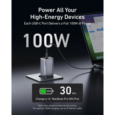 Сетевое зарядное устройство Anker Prime Charger 100W 3 Ports GaN (A2688341)