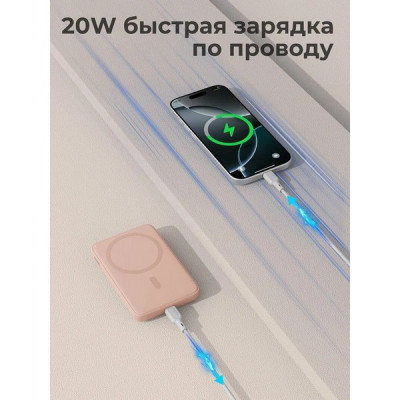 Внешний аккумулятор Aukey MagFusion Slim 5000 мАч (APB-PB-MS03PK) Pink