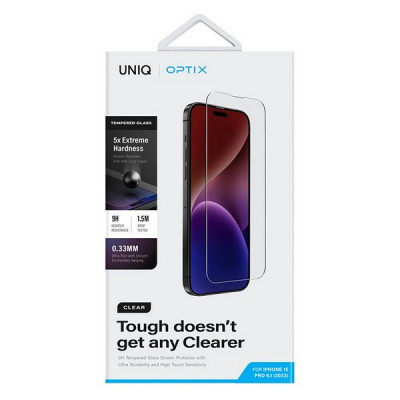 ​Защитное стекло Uniq OPTIX (+installer) для iPhone 15 Pro Clear (IP6.1P(2023)-CLEAR)