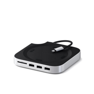 Подставка-концентратор Satechi Mac Mini M4 Stand & Hub с отсеком для SSD (ST-GNMMES) серебристый