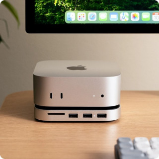 Подставка-концентратор Satechi Mac Mini M4 Stand & Hub с отсеком для SSD (ST-GNMMES) серебристый
