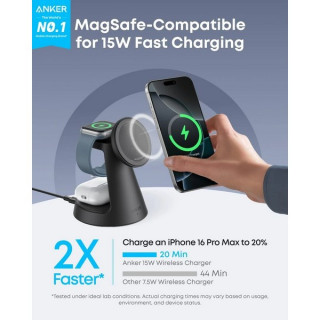 Беспроводное зарядное устройство Anker MagGo 3-in-1 Wireless Charging Station (B25M4G11) Black