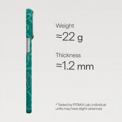 Чехол Pitaka Monogram Edge (Ultra-Slim) Case для iPhone 17 Pro Max 6.9" (KI1701PTKP) Green/Gold