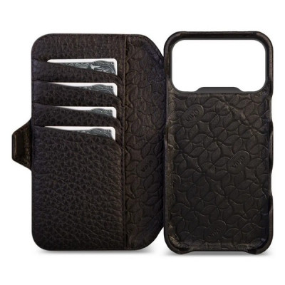 Чехол книжка/бумажник из кожи Vaja Wallet для iPhone 17 Pro 6.3" V-Mag Floater Black