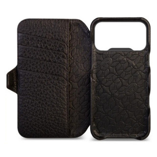 Чехол книжка/бумажник из кожи Vaja Wallet для iPhone 17 Pro 6.3" V-Mag Floater Black