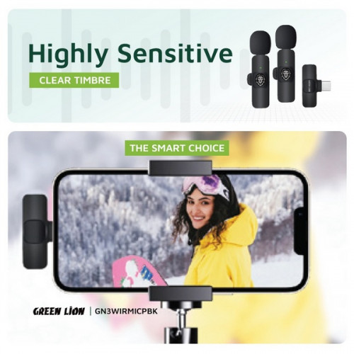 Беспроводной микрофон Green Lion 3 in 1 Wireless Microphone (GN3WIRMICPBK) Black