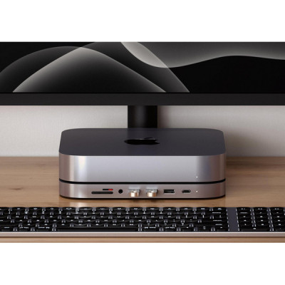 USB док-станция с подставкой Satechi Mac Mini Stand & Hub для Mac Mini (ST-ABHFM) серый космос