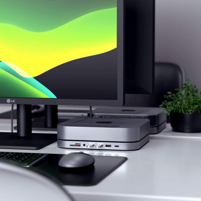 USB док-станция с подставкой Satechi Mac Mini Stand & Hub для Mac Mini (ST-ABHFM) серый космос