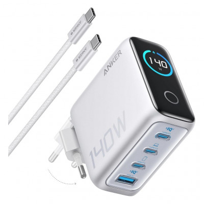 Зарядное устройство Anker Zolo Charger 140W 4-port with USB-C Cable (B2697341) Silver