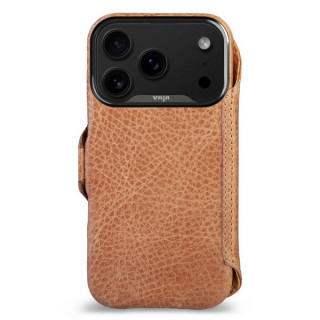 Чехол книжка/бумажник из кожи Vaja Wallet для iPhone 17 Pro 6.3" V-Mag Pull Up Camel
