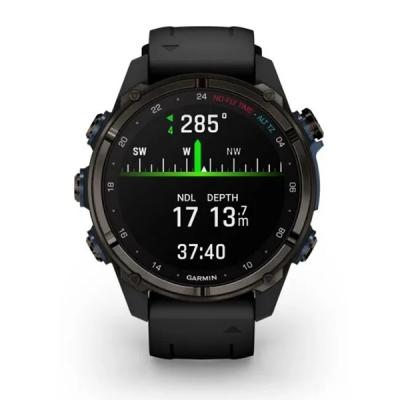Умные часы Garmin Descent MK3i 43 мм титан Carbon Grey DLC с черным силиконовым ремешком (010-02753-11)