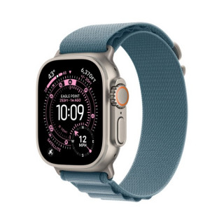 Apple Watch Ultra 3, 49mm, титан светлого цвета, ремешок Alpine голубого цвета (2025)