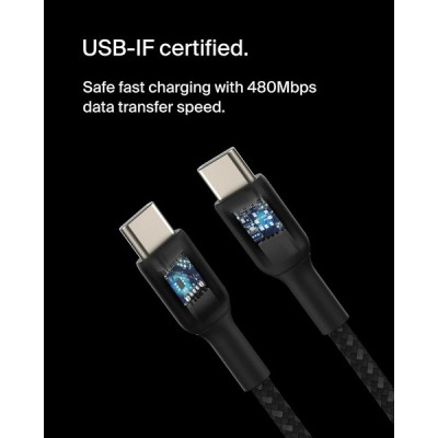 Кабель Belkin BoostCharge Braided USB-C - USB-C 1 м (CAB004BT1MBK) Black