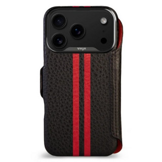 Чехол книжка/бумажник из кожи Vaja Wallet для iPhone 17 Pro 6.3" V-Mag GTX Black and Rosso