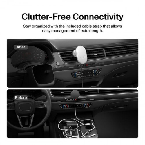 Беспроводное автомобильное зарядное устройство Belkin Magnetic Wireless Car Charger Qi2 15W (WIC008BTGR-V2)