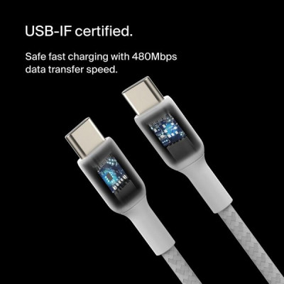 Кабель Belkin BoostCharge Braided USB-C - USB-C 0.15 м (CAB004BT0MWH) White