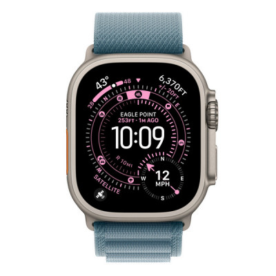Ремешок Apple Alpine Loop 49 мм Light Blue / Natural Titanium Finish
