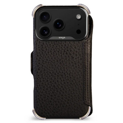 Чехол-книжка из кожи Vaja Buckler ST Wallet для iPhone 17 Pro 6.3" V-Mag Black