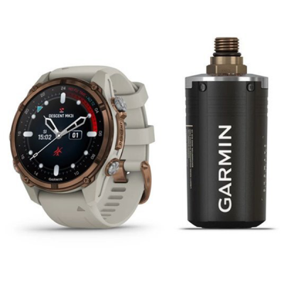Умные часы Garmin Descent MK3i 43 мм Бронзовый титан с PVD-покрытием, силиконовый ремешок французского серого цвета и трансивер Descent T2 (BNDL-DMK3-43TFDT2)