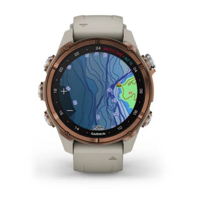 Умные часы Garmin Descent MK3i 43 мм Бронзовый титан с PVD-покрытием, силиконовый ремешок французского серого цвета и трансивер Descent T2 (BNDL-DMK3-43TFDT2)