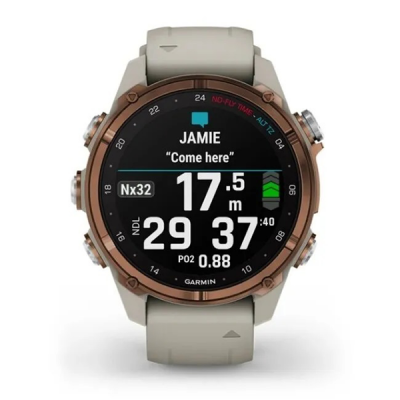 Умные часы Garmin Descent MK3i 43 мм Бронзовый титан с PVD-покрытием, силиконовый ремешок французского серого цвета и трансивер Descent T2 (BNDL-DMK3-43TFDT2)
