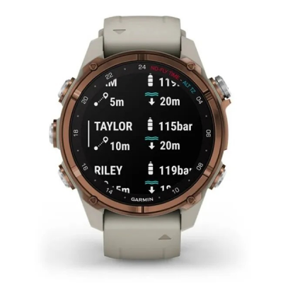 Умные часы Garmin Descent MK3i 43 мм Бронзовый титан с PVD-покрытием, силиконовый ремешок французского серого цвета и трансивер Descent T2 (BNDL-DMK3-43TFDT2)