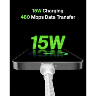 Кабель Belkin BoostCharge Braided USB-A - USB Type-C 1м (CAB002BT1MWH) White