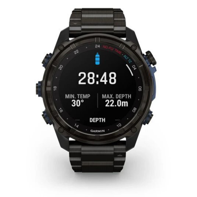 Умные часы Garmin Descent MK3i 51 мм титан Carbon Grey DLC с черным силиконовым ремешком и трансивер Descent T2 (BNDL-DMK3-51CGDT2)