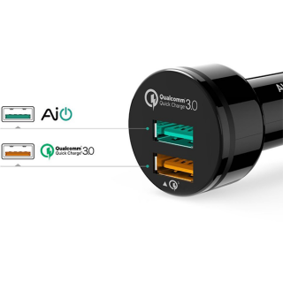 Автомобильное зарядное устройство Aukey CC-T7 Dual Port Car Charger (Black)