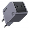 Сетевое зарядное устройство Ugreen X707 Nexode Pro 45W USB-C+USB-C PD GaN (35008) серый