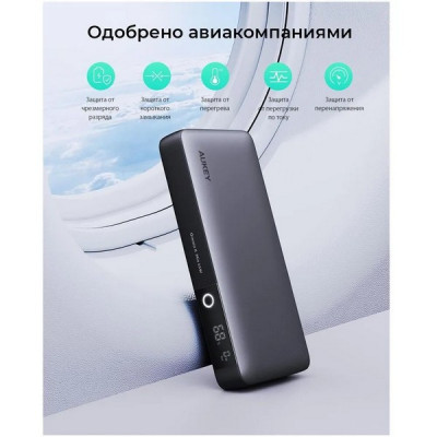 Внешний аккумулятор Aukey Sprint X 20000 мАч 65W LCD (APB-PB-Y43) Grey
