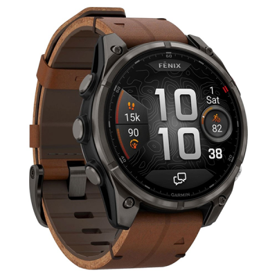 Garmin Fenix 8 Pro 47 мм Amoled Sapphire Carbon Grey DLC Titanium / Chestnut Leather Band (010-03198-40)
