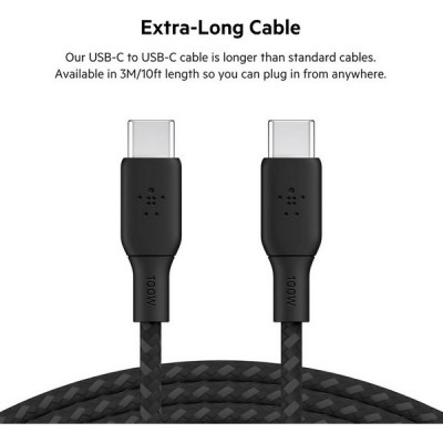 Кабель Belkin BoostCharge USB-C - USB-C 3м 100W (CAB014BT3MBK) Black