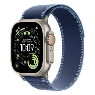 Apple Watch Ultra 3, 49mm, титан светлого цвета, ремешок Trail цвета «синий/ярко-синий» (2025)