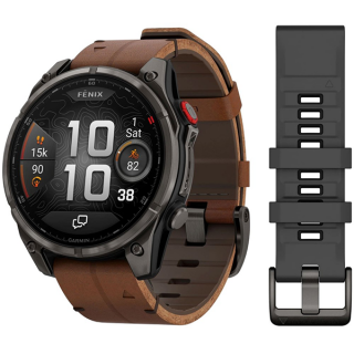 Garmin Fenix 8 Pro 51 мм Amoled Sapphire Carbon Grey DLC Titanium / Chestnut Leather Band (010-03199-40)