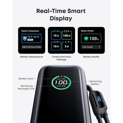 Внешний аккумулятор Anker Zolo Hight-Power Multi-Device Charging Power Bank 25000 мАч 165 Вт (A1695P11) Black