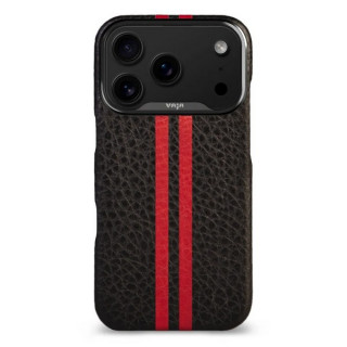 Чехол-накладка из кожи Vaja Grip для iPhone 17 Pro 6.3" V-Mag GTX Black and Rosso