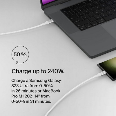 Кабель Belkin BoostCharge USB-C - USB-C 2м 240W (CAB015bt2MWH) White