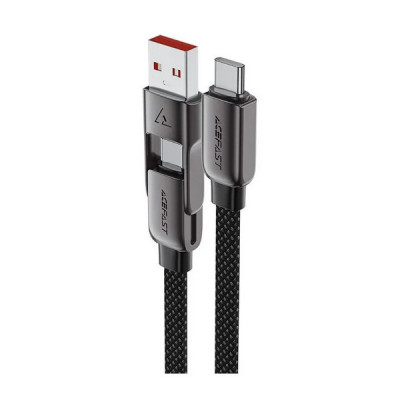 Кабель AceFast C13-05 USB-A/USB-C - USB-C Short Zinc Alloy Connectors Charging Data Cable 0.2 м (AF-C13-05-BK) Black
