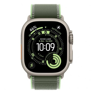 Apple Watch Ultra 3, 49mm, титан светлого цвета, ремешок Trail цвета «зеленый/неон» (2025)